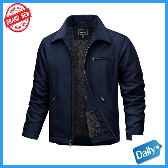 Men's Work Jacket Fleece Lined Waterproof Heavy Winter Coat Utility Outdoor
